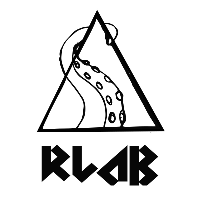 logo rlab con tentaculo de pulpo y text art